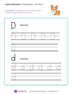 Tracing Letters - The Letter D | Reading & Writing Worksheet