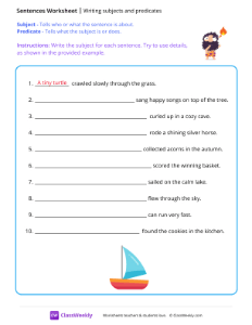 Writing subjects and predicates - Caveman | Reading & Writing Worksheet