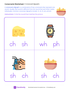 Consonant Digraphs - Chips | Reading & Writing Worksheet