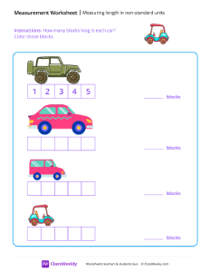 Measuring Length in Non-standard Units - Car | Math Worksheet