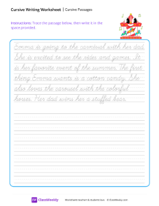 Cursive Passages - Carnival | Reading & Writing Worksheet