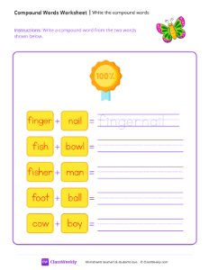 Write the compound words - Butterfly | Reading & Writing Worksheet