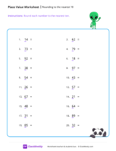 Rounding to the nearest 10 - Alien | Math Worksheet