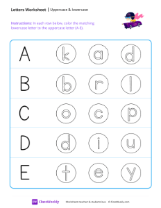 Uppercase & Lowercase (A-E) - Speedy | Reading & Writing Worksheet