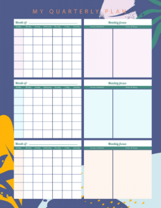 Colorful Quarterly Calendar (8.5x11) | Calendars Resource