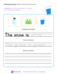 Read, trace and write sentences - water | Reading & Writing Worksheet