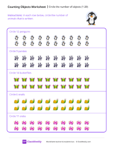 Circle the number of objects (1-20) - Penguin | Math Worksheet