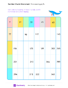 Skip counting by 7s - Whale | Math Worksheet