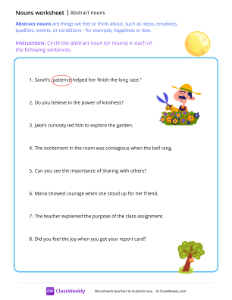 Abstract nouns - Moon | Grammar Worksheet