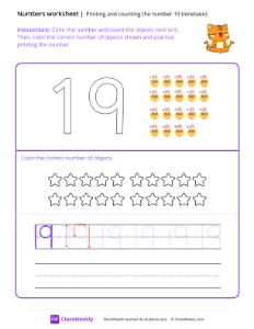 Count and Print (19) - Zen Cat | Math Worksheet