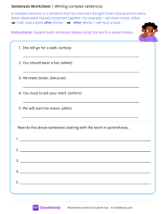 Writing complex sentences - Teeth | Reading & Writing Worksheet