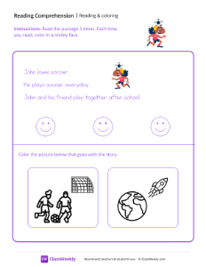 Read and Color - Soccer | Reading & Writing Worksheet