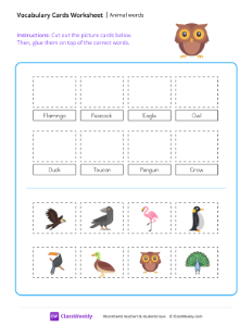 Animal words - Owl | Reading & Writing Worksheet