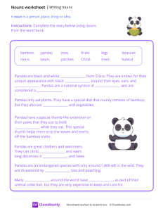 Writing Nouns - Pandas | Grammar Worksheet