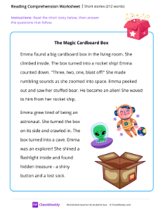 Short story (212 words) - The Magic Cardboard Box | Reading & Writing Worksheet