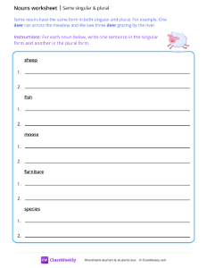 Same singular & plural - Sheep | Grammar Worksheet