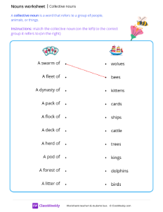 Collective nouns - Bee | Grammar Worksheet