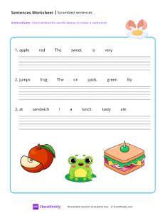 Scrambled Sentences - Eggs | Reading & Writing Worksheet