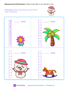 Measuring Height in Non-standard Units - Snowman | Math Worksheet