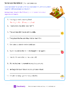 Run-on Sentences - Picnic | Reading & Writing Worksheet