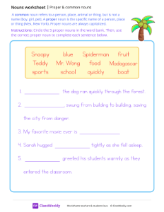 Using proper nouns in a sentence | Grammar Worksheet