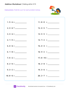 Adding within 10 - Seesaw | Math Worksheet