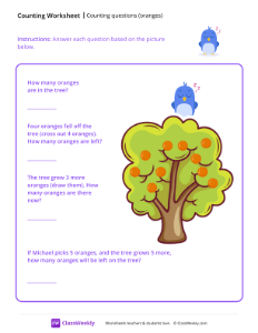 Counting questions (oranges) - Blue Bird | Math Worksheet