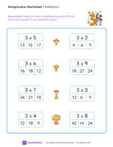 Multiplication Practice - Multiply by 3 | Math Worksheet