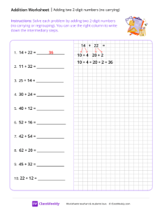 Adding two 2-digit Numbers (no carrying) - Study Kit | Math Worksheet