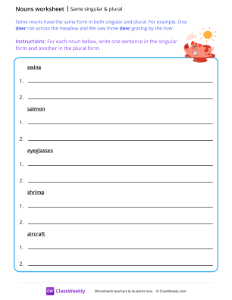 Same singular & plural - Swine | Grammar Worksheet