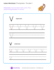 Tracing Letters - The Letter V | Reading & Writing Worksheet