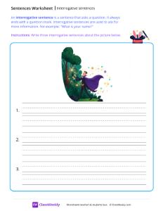 Interrogative sentences - Magic | Reading & Writing Worksheet