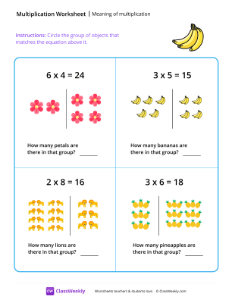 Meaning of multiplication - Bananas | Math Worksheet