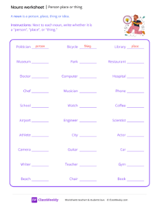 worksheet-Person,-place-or-thing---Words