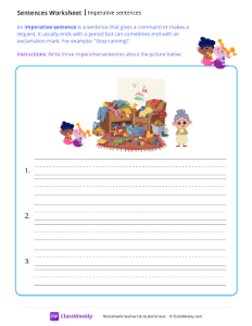 Imperative sentences - Mess | Reading & Writing Worksheet