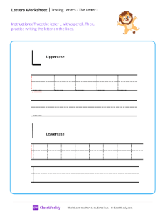 Tracing Letters - The Letter L | Reading & Writing Worksheet