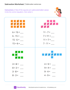 worksheet-Subtraction-sentences---Ping-Pong