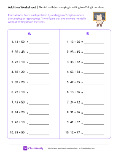 worksheet-Mental-Math:-Adding-two-2-digit-Numbers-(no-carrying)---Blackboard-Cat