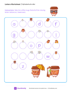 Alphabetical Order (a-z) - Cool Cup | Reading & Writing Worksheet