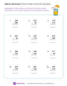 worksheet-Subtract-3-digit-numbers-(with-regrouping)---Juice