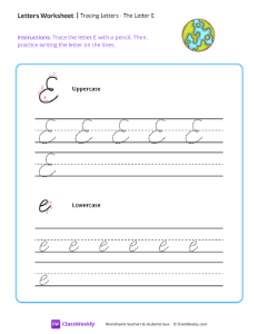 Cursive E | Reading & Writing Worksheet