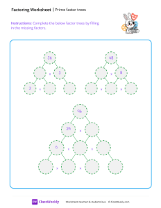 Prime Factor Trees - Jessica Rabbit | Math Worksheet