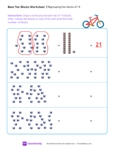 Regrouping into blocks of 10 - Bicycle | Math Worksheet