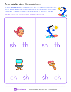 Consonant Digraphs - Shark | Reading & Writing Worksheet