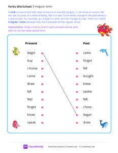 Irregular verbs - Sea | Grammar Worksheet