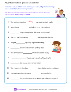 Where, why and when - Idea | Grammar Worksheet