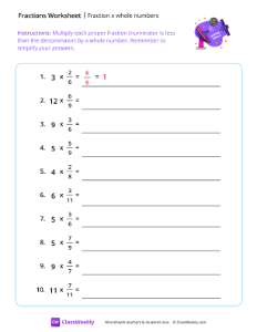 Fraction x Whole Numbers - Satellite | Math Worksheet