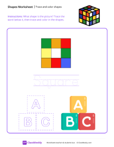 Trace and color shapes - Square | Math Worksheet