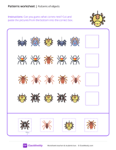 Patterns of objects - Spider | Math Worksheet