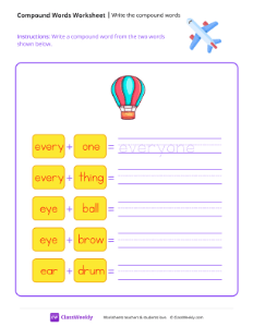 Write the compound words - Airplane | Reading & Writing Worksheet